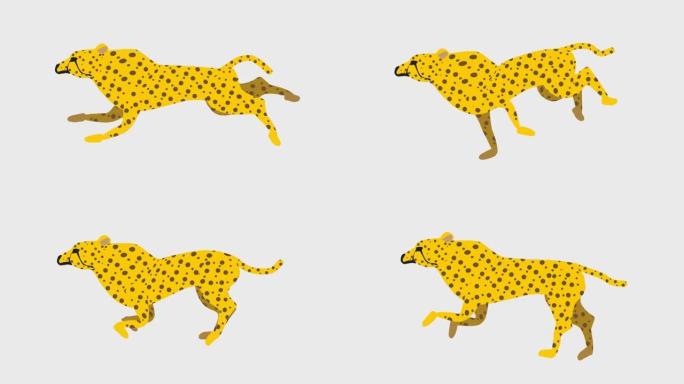 运行猎豹插图动画 (4k分辨率，背景透明)