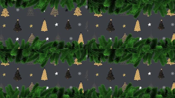 圣诞树图案上的杉木树枝动画
