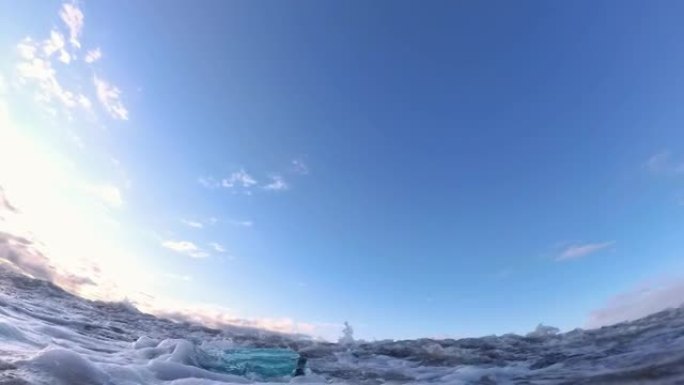 波罗的海POV慢动作的冲浪者瀑布