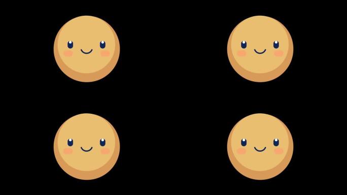动画表情符号快乐脸无限循环阿尔法通道透明背景4K