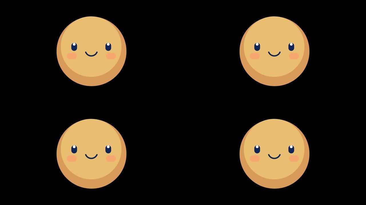 动画表情符号快乐脸无限循环阿尔法通道透明背景4K
