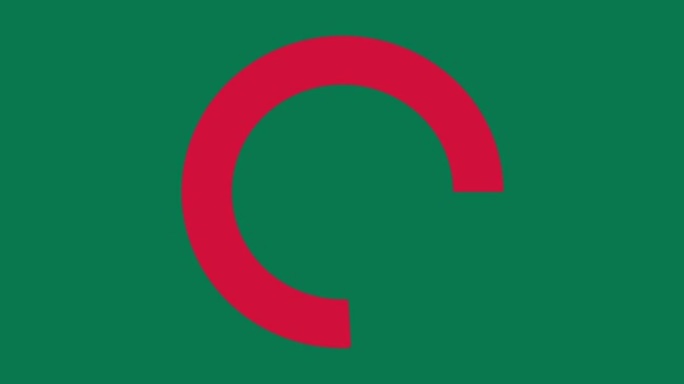 孟加拉旗动画，深绿色旗帜，红色圆盘