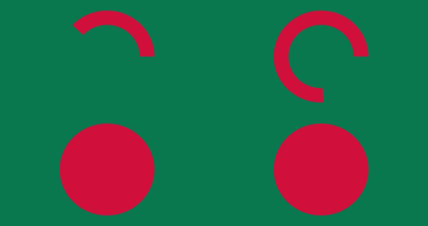 孟加拉旗动画，深绿色旗帜，红色圆盘