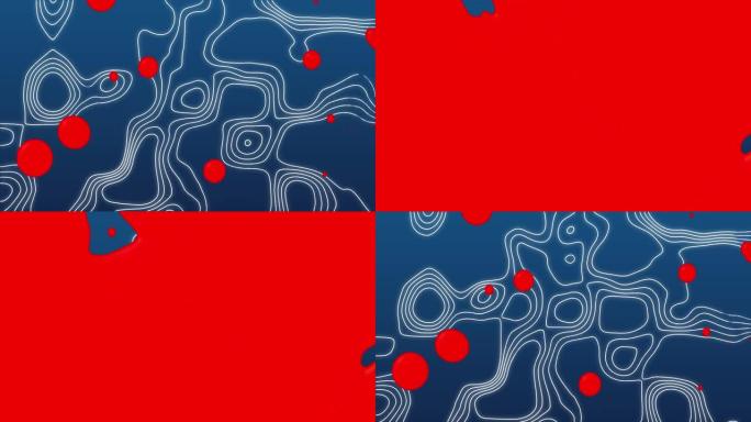 深蓝色背景上红色滴落白色轮廓线的动画