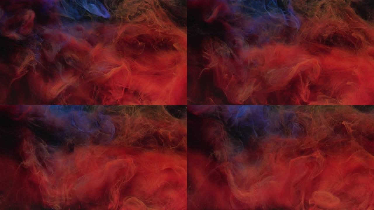 彩色烟雾背景火火焰红色蓝云
