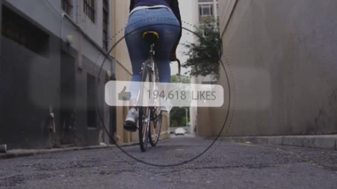 社交媒体的动画，例如通知非裔美国妇女在街上骑自行车