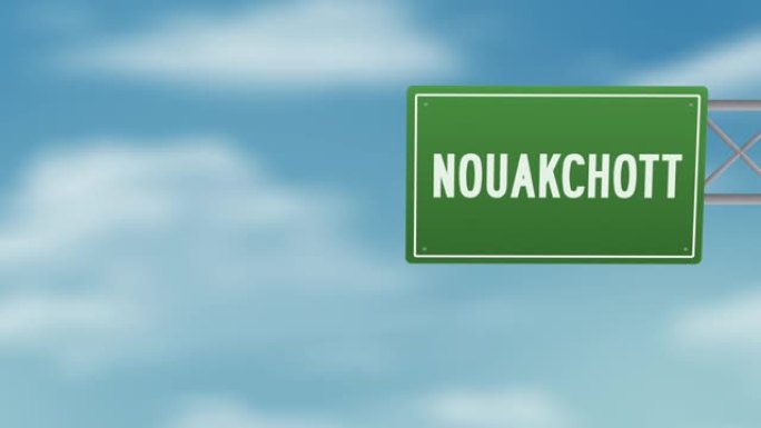 毛里塔尼亚首都努瓦克肖特的道路标志在蓝色多云的天空-股票视频