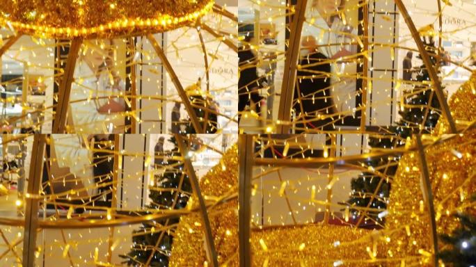 圣诞灯。花环。圣诞装饰品。