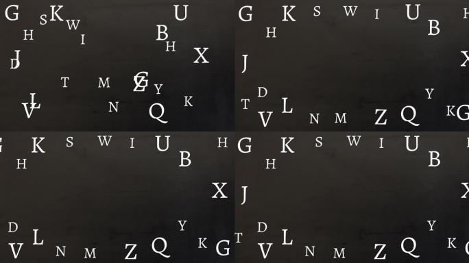 绿色背景上多个移动字母的动画