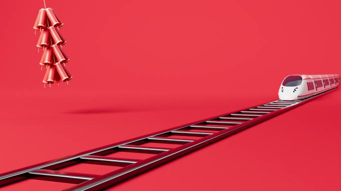 列车与春节春运动画