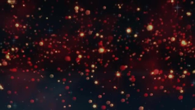 黑色背景上的星星和发光的红色斑点的动画