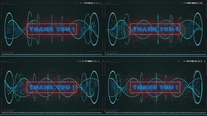 绿色旋转dna链上的感谢文本动画