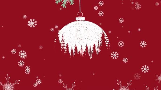 圣诞节装饰和摆设上的雪的动画