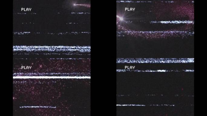 黑色背景上的粉红色烟火干扰播放屏幕动画