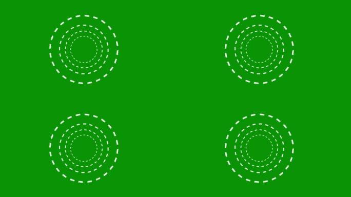 带有绿色屏幕背景的旋转虚线圆圈运动图形