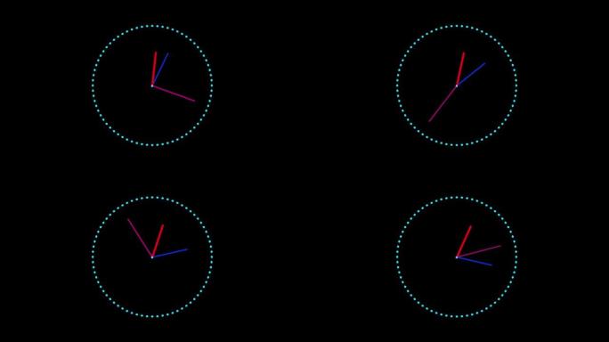 手表设计的时钟隔离图标。平面样式的时钟图标，黑色背景上的计时器。商业观察。