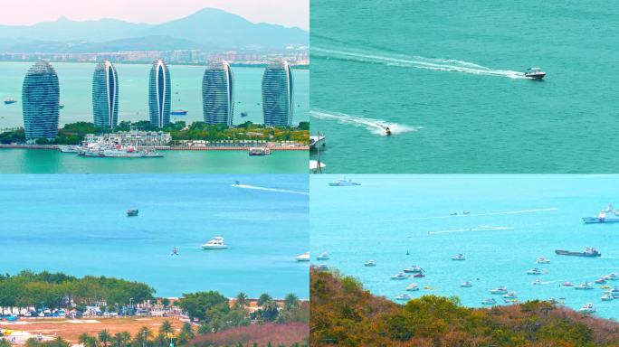海南三亚宣传建设凤凰岛鹿回头游玩轮船旅游