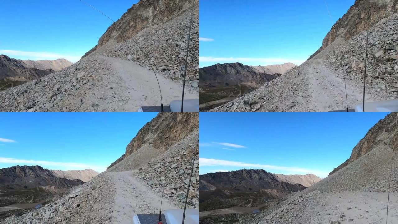 从路虎卫士 (land rover defender) 拍摄的视频，该视频是在意大利阿尔卑斯山的一条