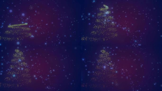 点滴落在发光的圣诞树上的动画