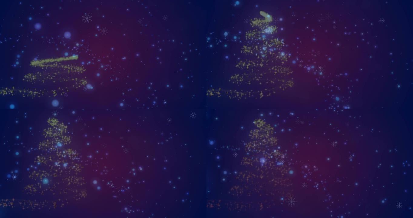 点滴落在发光的圣诞树上的动画