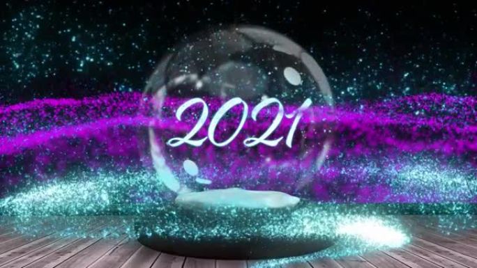 雪球动画2021年与流星和紫色网格