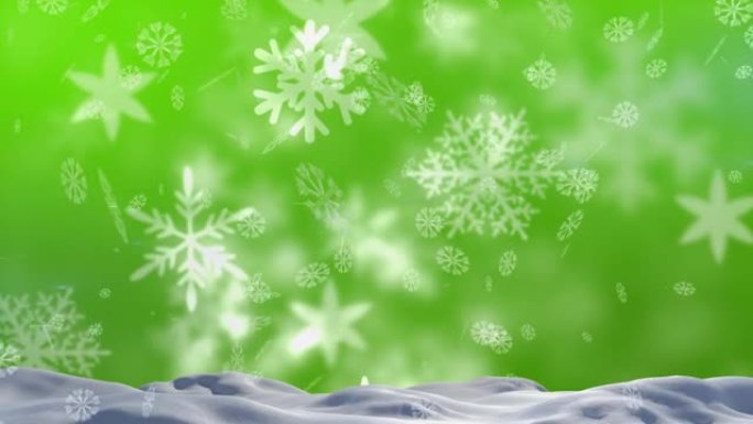 雪落在绿色背景上的动画