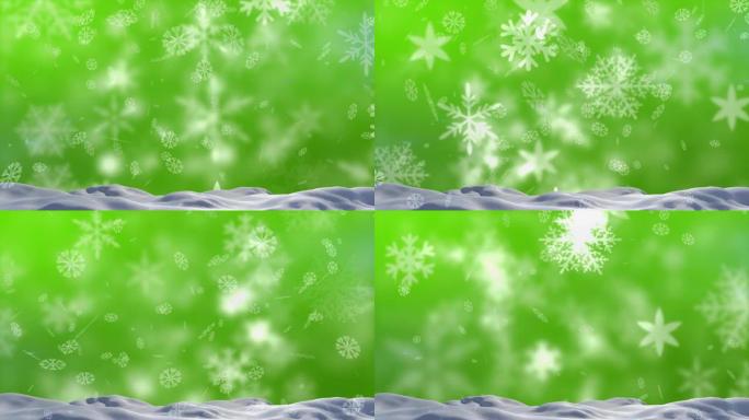 雪落在绿色背景上的动画