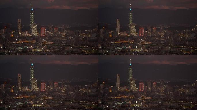 台湾的日落景观现代化都市地标万家灯火