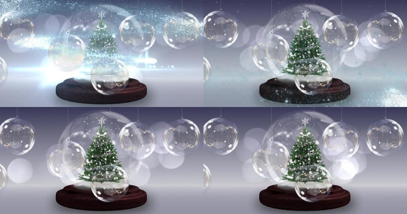 圣诞小玩意装饰上的圣诞树雪球动画