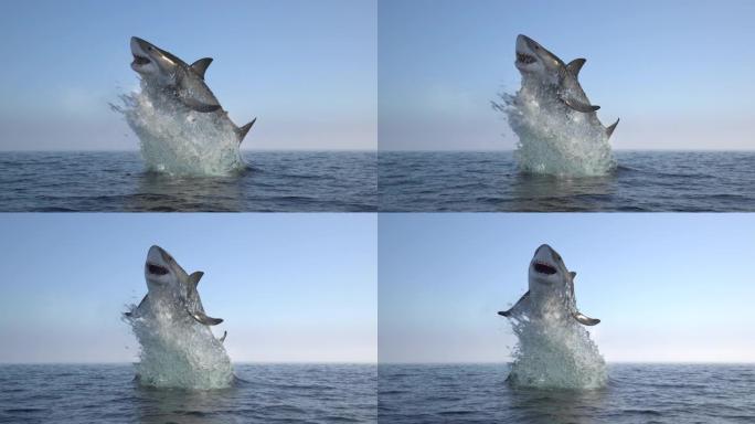 鲨鱼跳出水面