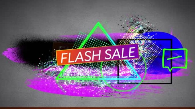 抽象背景上的flash sale文本动画