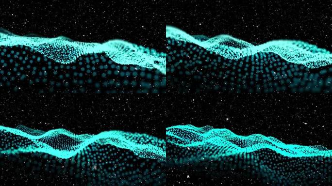 雪落在黑色背景下的蓝色数字波上