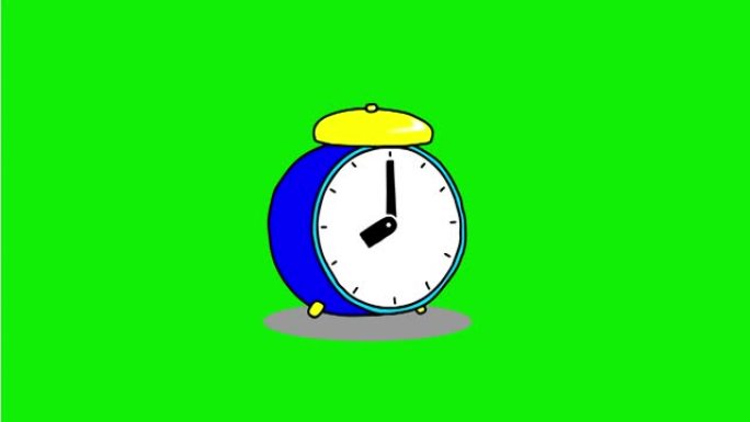 2D动画绿屏闹钟早上响。信号，准备，觉醒。截止日期，纳税时间，醒来上学和工作的概念