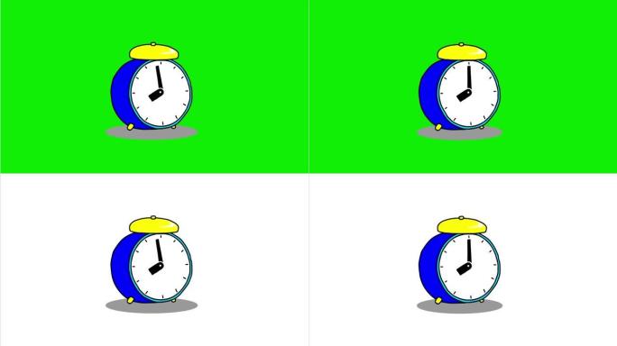 2D动画绿屏闹钟早上响。信号，准备，觉醒。截止日期，纳税时间，醒来上学和工作的概念