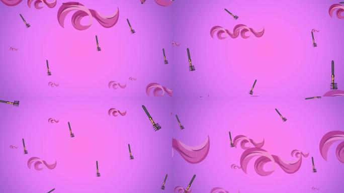 粉红色背景上睫毛膏图标的动画