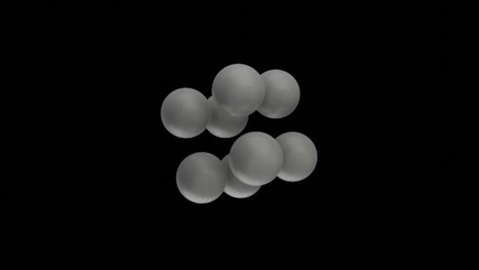 抽象白色3d球在黑色空间中移动。创意无缝循环3D渲染运动图形对象