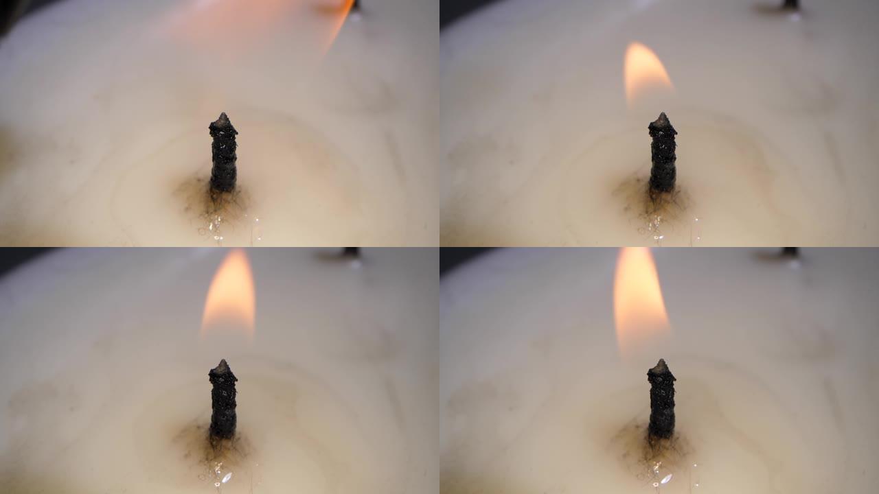 仿古银架燃烧蜡烛上的慢动作喷灯火焰喷射器