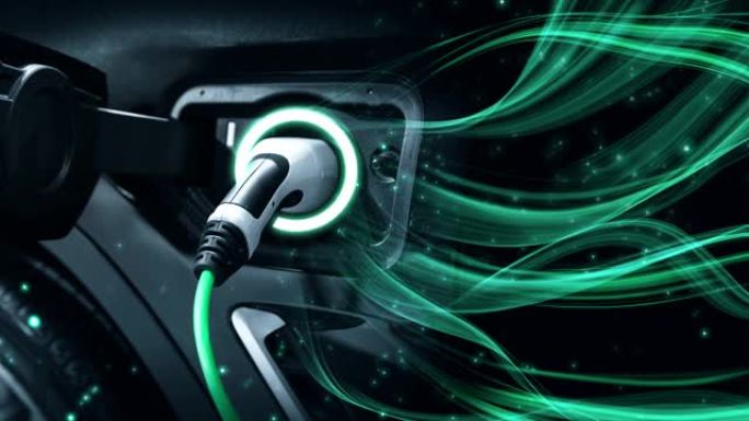 绿色能源和生态动力概念的电动汽车电动充电站