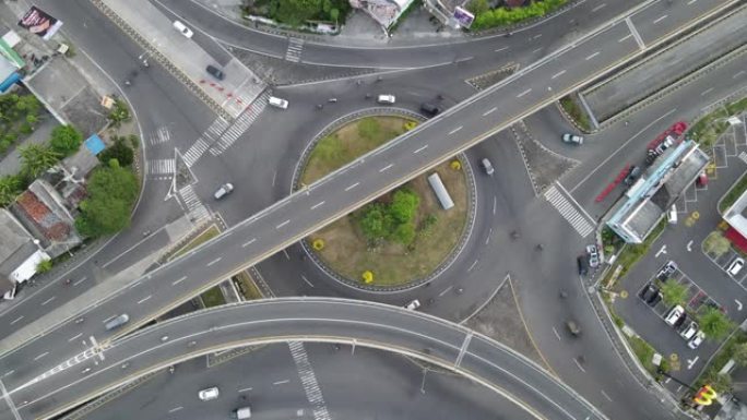 早上Jombor天桥的空中俯视图。印度尼西亚日惹