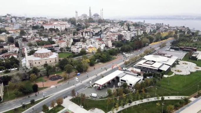 无人机拍摄的国际伊斯坦布尔马拉松视野