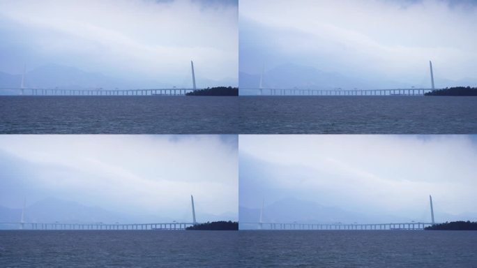 雨雾深圳湾大桥交通车流3/3