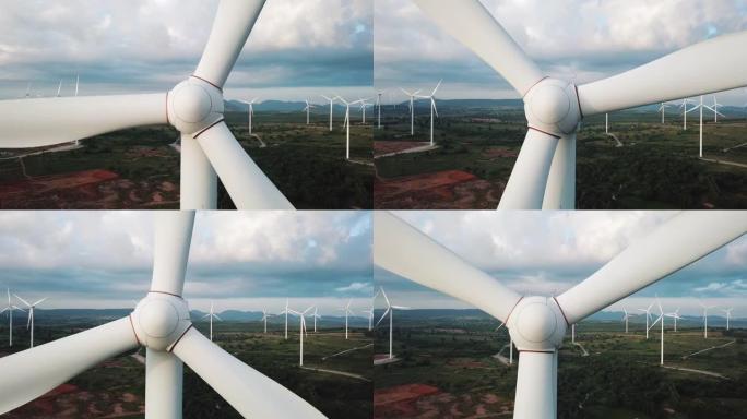 风力涡轮机鸟瞰图国家电网风能清洁能源