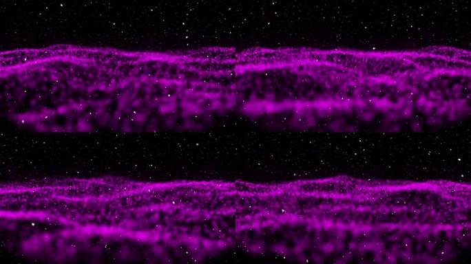 雪落在发光的紫色网格上的动画