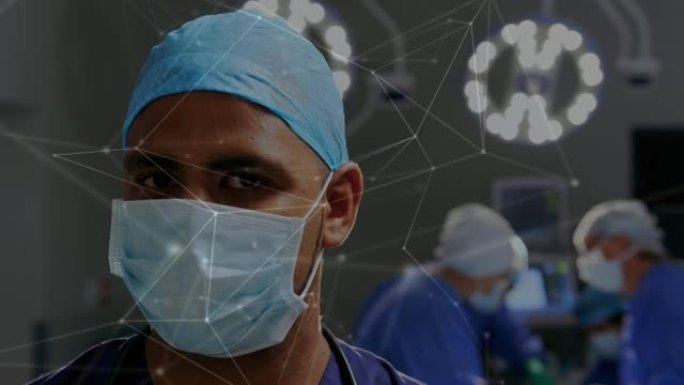 手术室中外科医生的连接网络动画