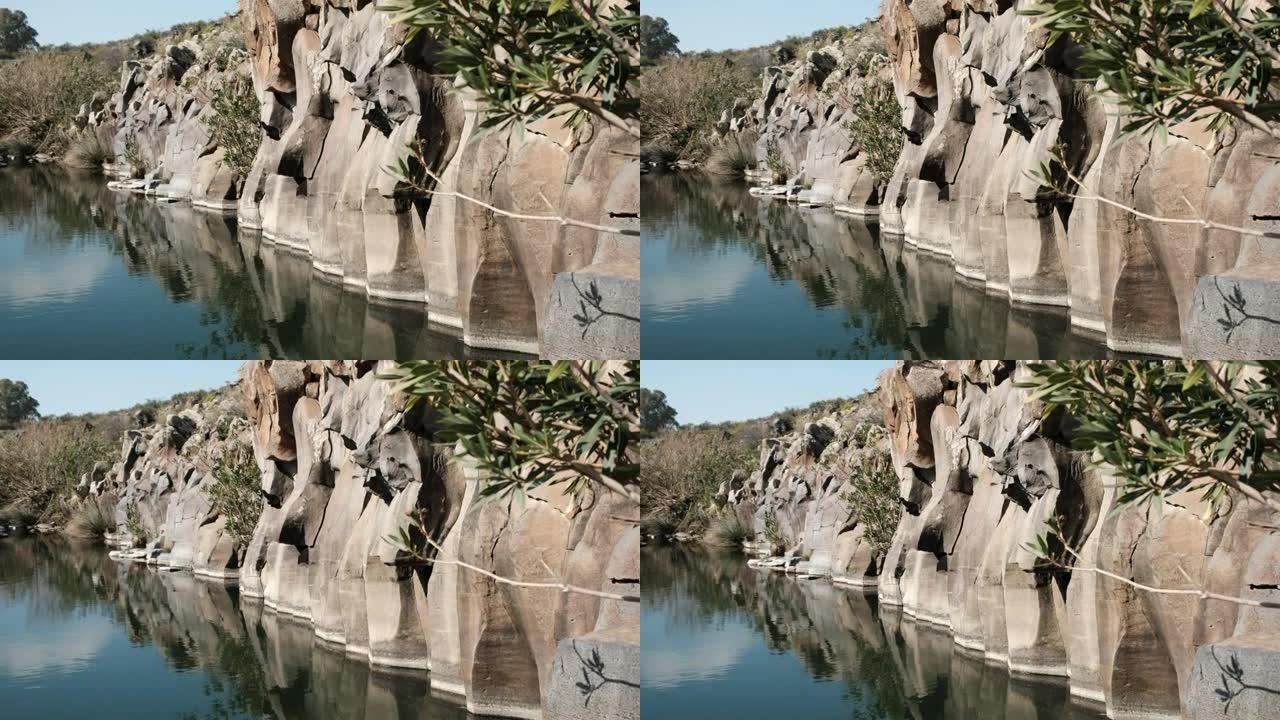 水池的玄武岩壁形成。4K