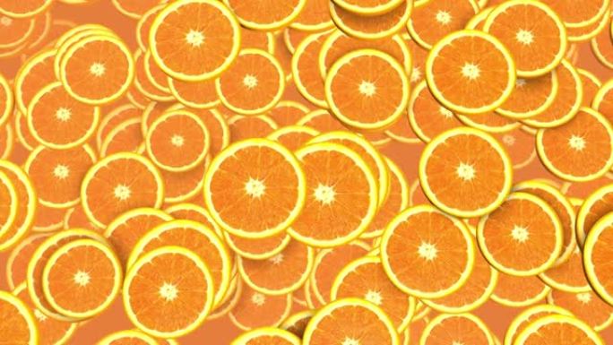 新鲜橙片的特写