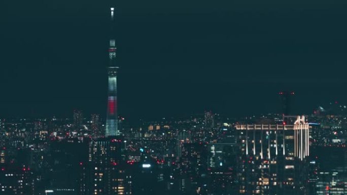 日本东京市中心夜间航拍照片