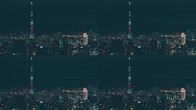 日本东京市中心夜间航拍照片