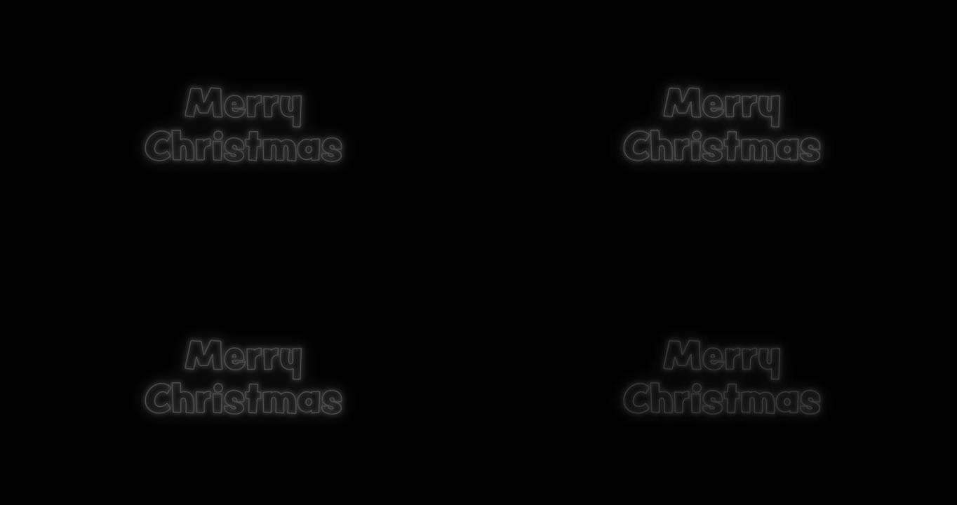 黑色背景上的圣诞快乐霓虹灯动画