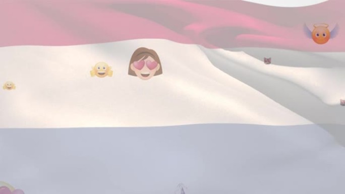 荷兰国旗吹过各种浮动表情符号的动画